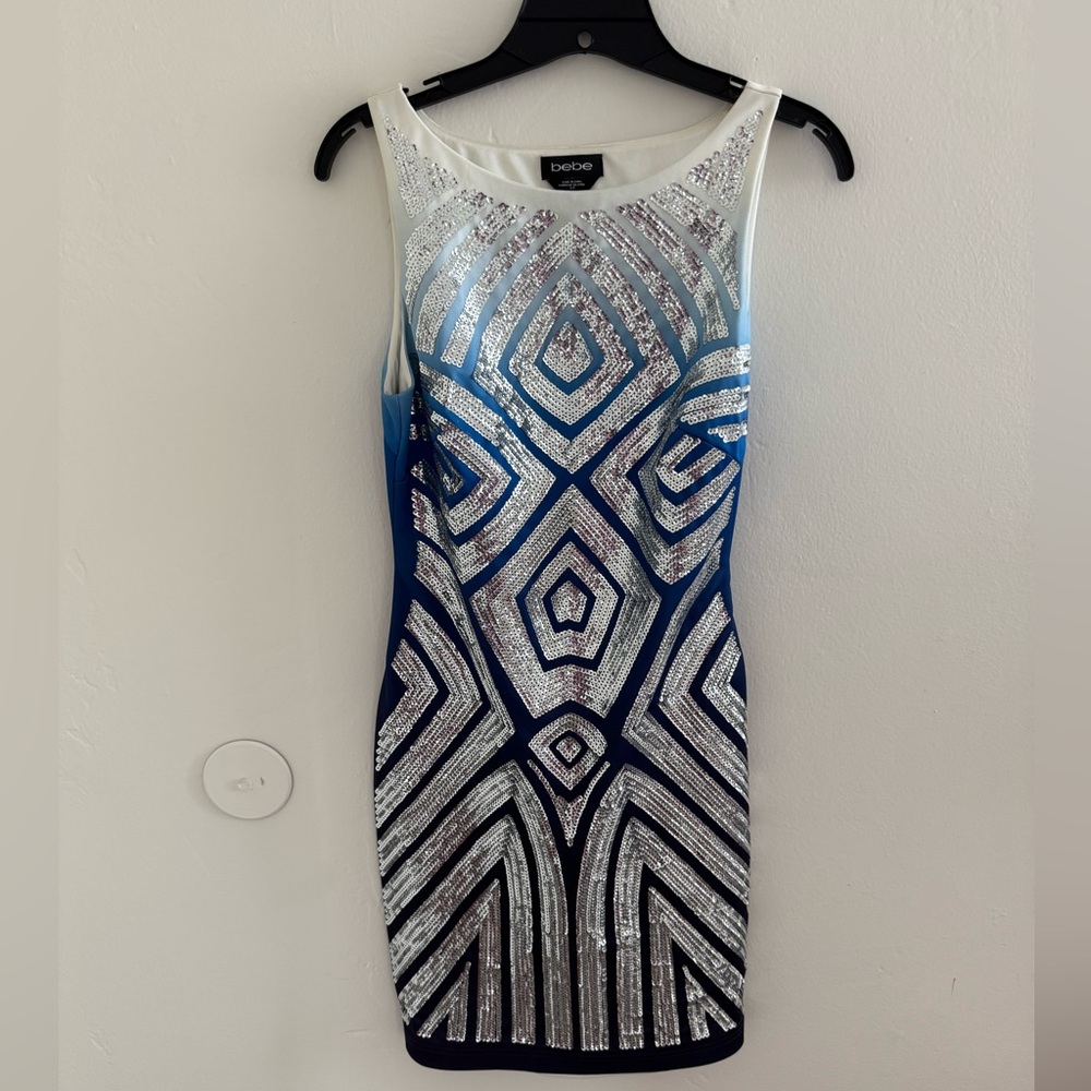 Bebe Blue Sequin Dress